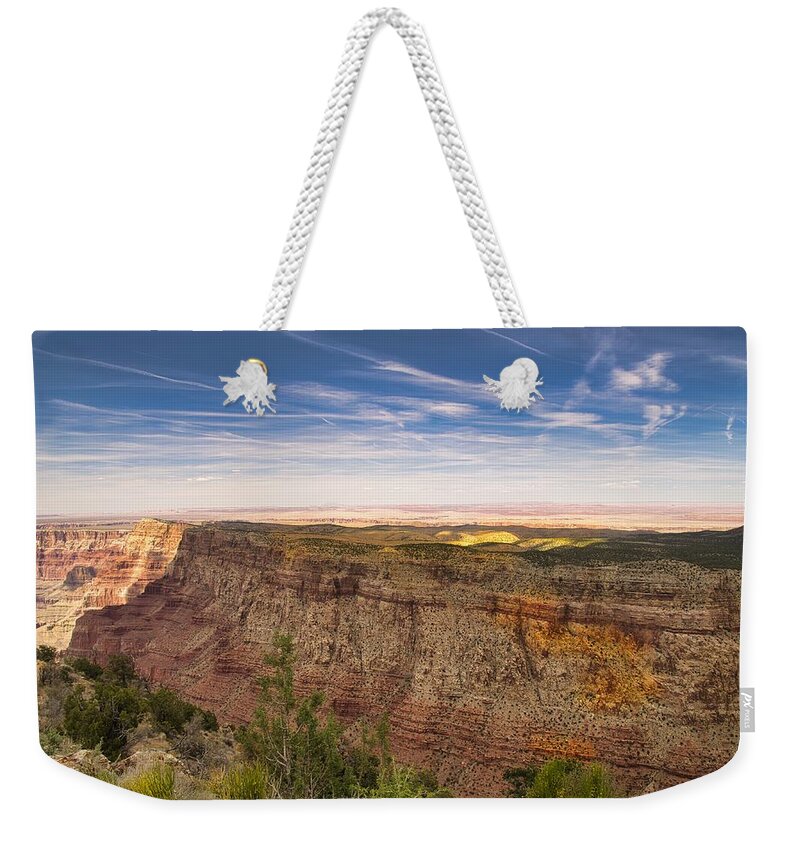Grand Canyon Weekender Tote Bag featuring the photograph Cliffs in the Shade by Segura Shaw Photography