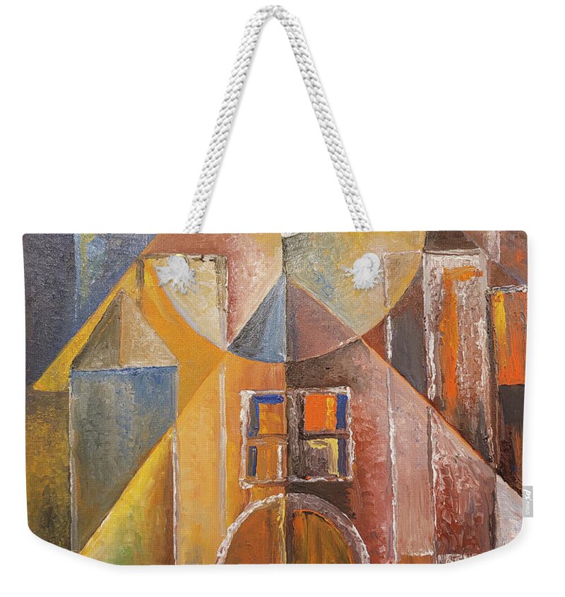 Abstract Weekender Tote Bag featuring the painting Close Quarters by Obi-Tabot Tabe