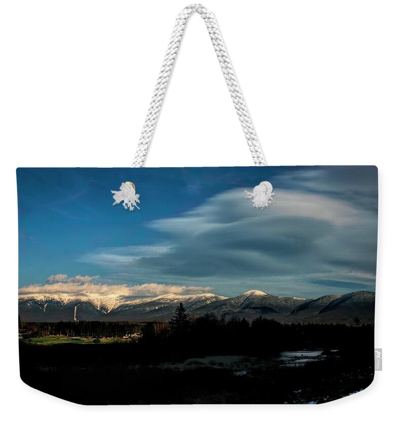 Hike Weekender Tote Bag featuring the photograph Cloud Lens Over the Presidential Range by Wayne King