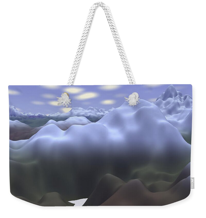 Exoplanet Weekender Tote Bag featuring the digital art Cloud Mountains by Bernie Sirelson