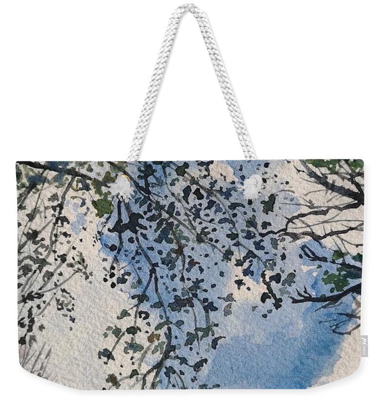 Cloudscape Weekender Tote Bag featuring the painting Clouds by Sheila Romard
