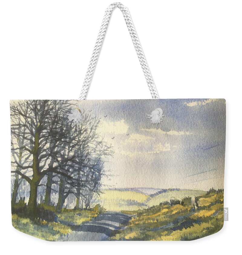 Watercolour Weekender Tote Bag featuring the painting Cloudy Day at Troutsdale by Glenn Marshall