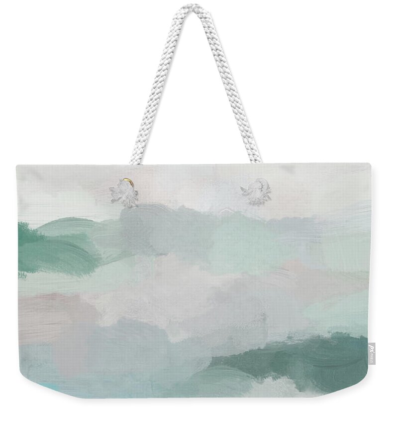 Sage Green Weekender Tote Bag featuring the painting Cloudy Sunset by Rachel Elise