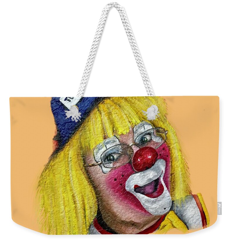 Clown Weekender Tote Bag featuring the photograph Clown Ann Tuttles Sanders by Patty Vicknair
