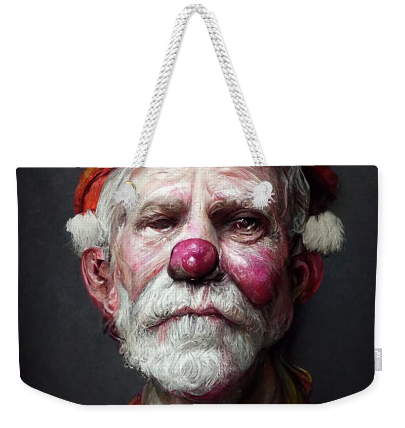 Santa Clown Weekender Tote Bag featuring the digital art Clown Santa Clause by Trevor Slauenwhite