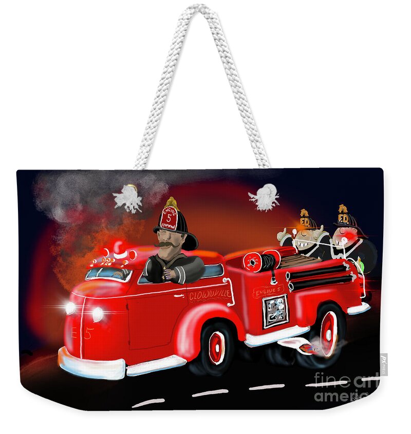 Happy Holidays Weekender Tote Bag featuring the digital art Clownville FD by Doug Gist