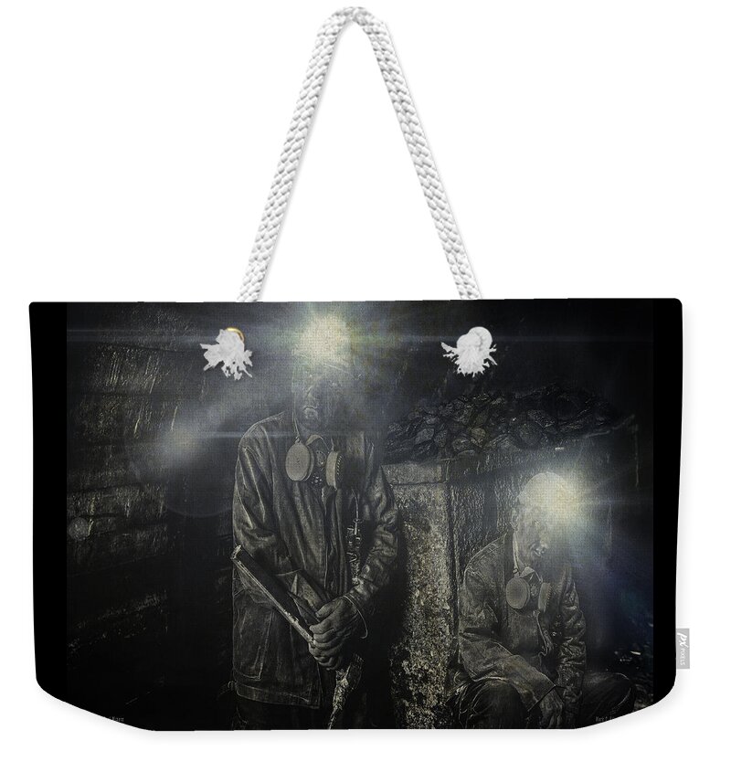 Coal Weekender Tote Bag featuring the digital art Coal Miners by Mark Allen