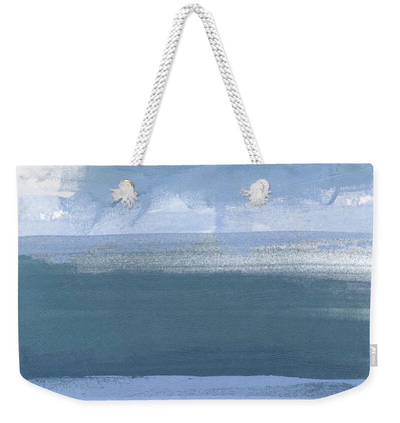 Coastal Weekender Tote Bag featuring the painting Coastal- abstract landscape painting by Linda Woods
