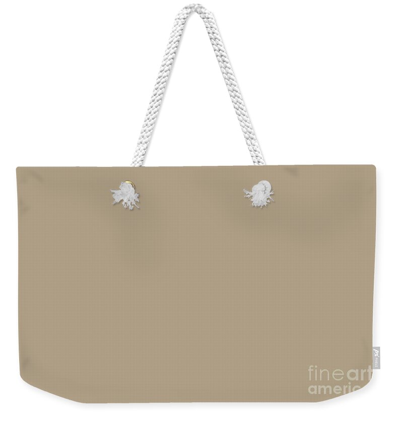 Beige Weekender Tote Bag featuring the digital art Coastal Calm Beige Solid Color Pairs Sherwin Williams Outerbanks SW 7534 by PIPA Fine Art - Simply Solid