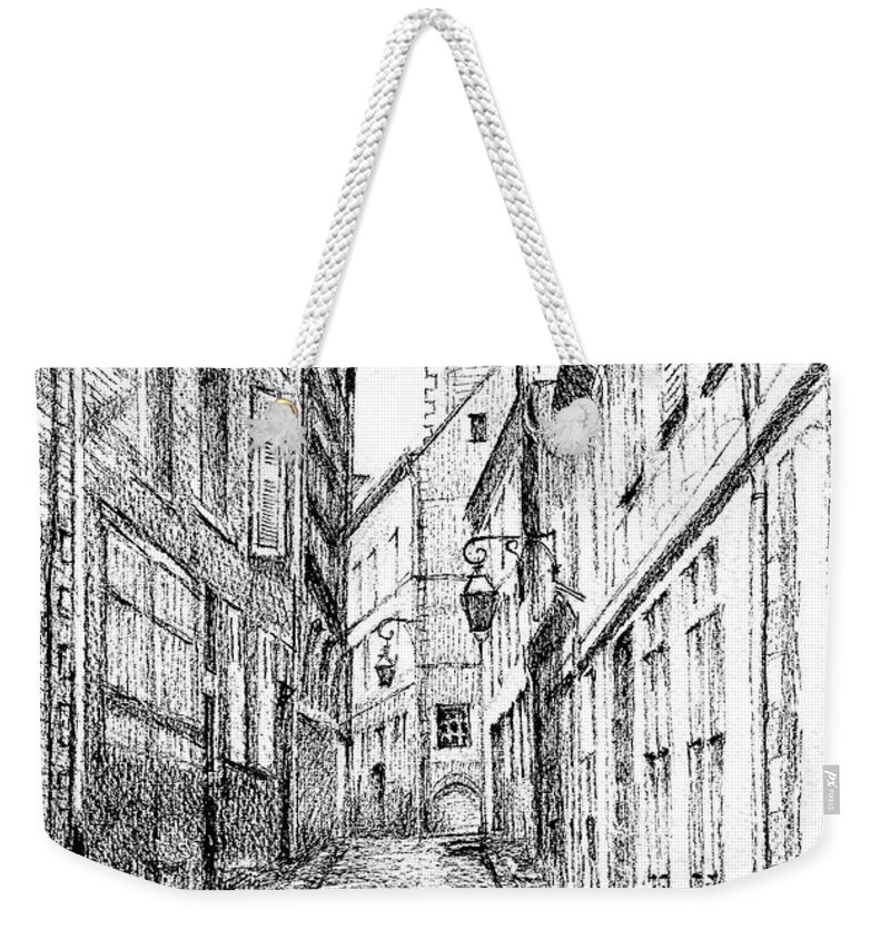 Alley Weekender Tote Bag featuring the painting Cobbled Alley in Moulins France by Dai Wynn
