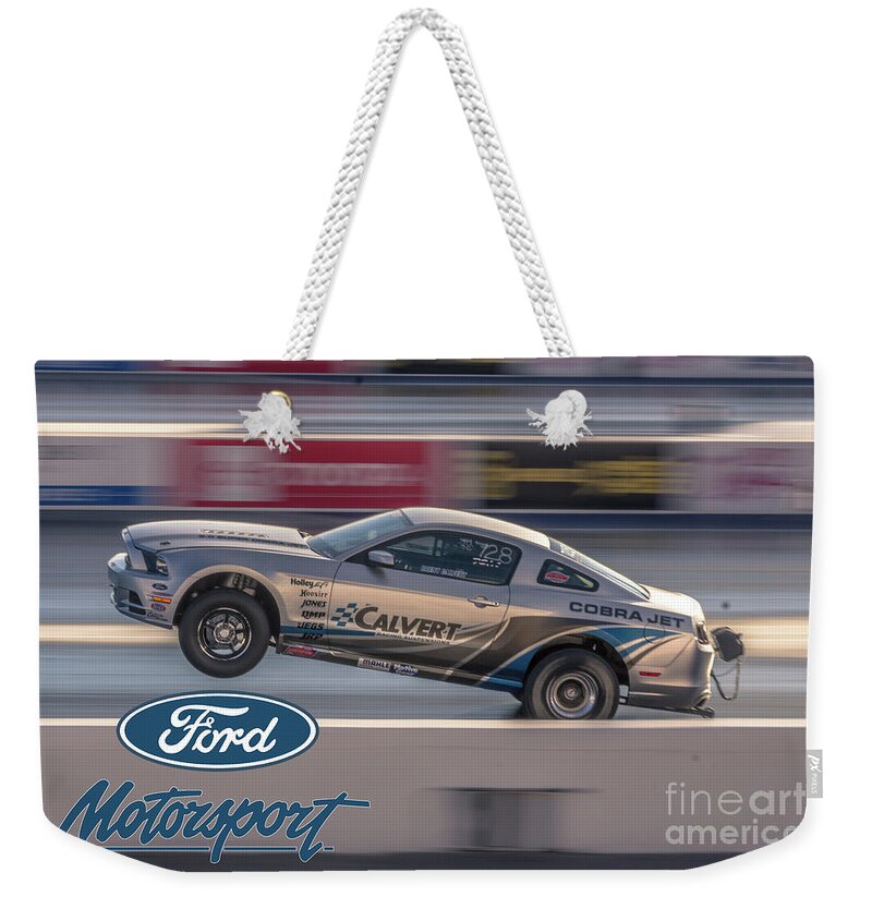 Ford Weekender Tote Bag featuring the photograph Cobra Jet action by Darrell Foster