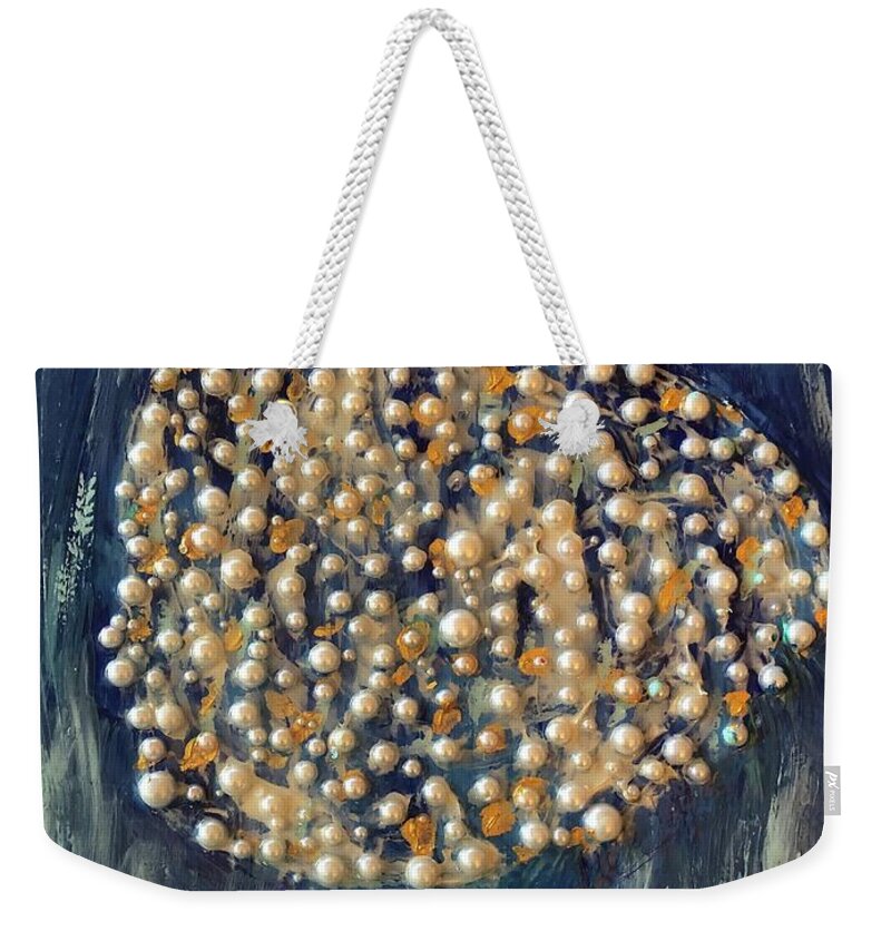 Pearls Weekender Tote Bag featuring the painting Coeur de Perles by Medge Jaspan