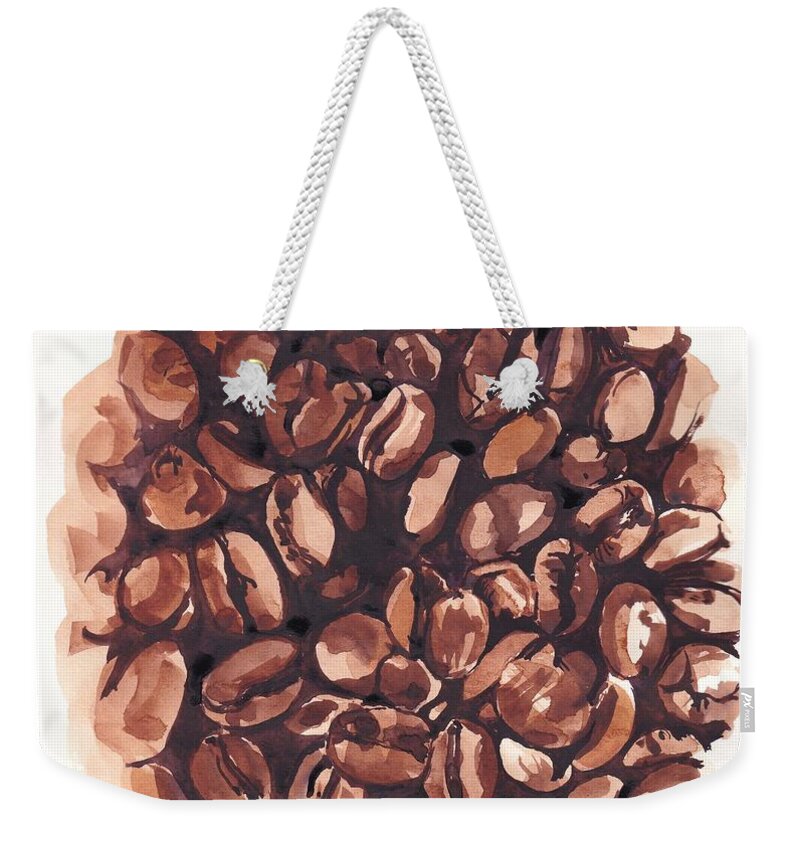 Coffee Weekender Tote Bag featuring the painting Cofee Beans by George Cret