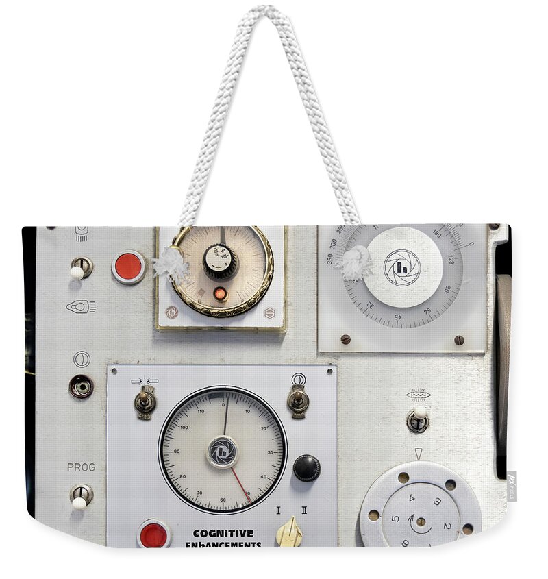 Electronics Weekender Tote Bag featuring the photograph Cognitive Enhancements Control Panel by Micah Offman