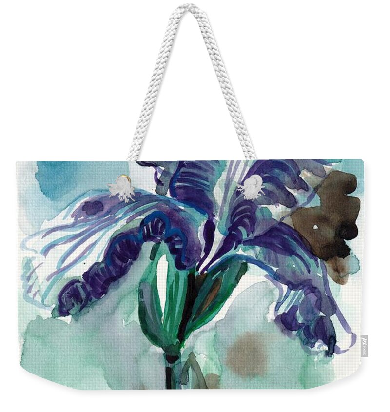 Iris Weekender Tote Bag featuring the painting Cold Iris by George Cret