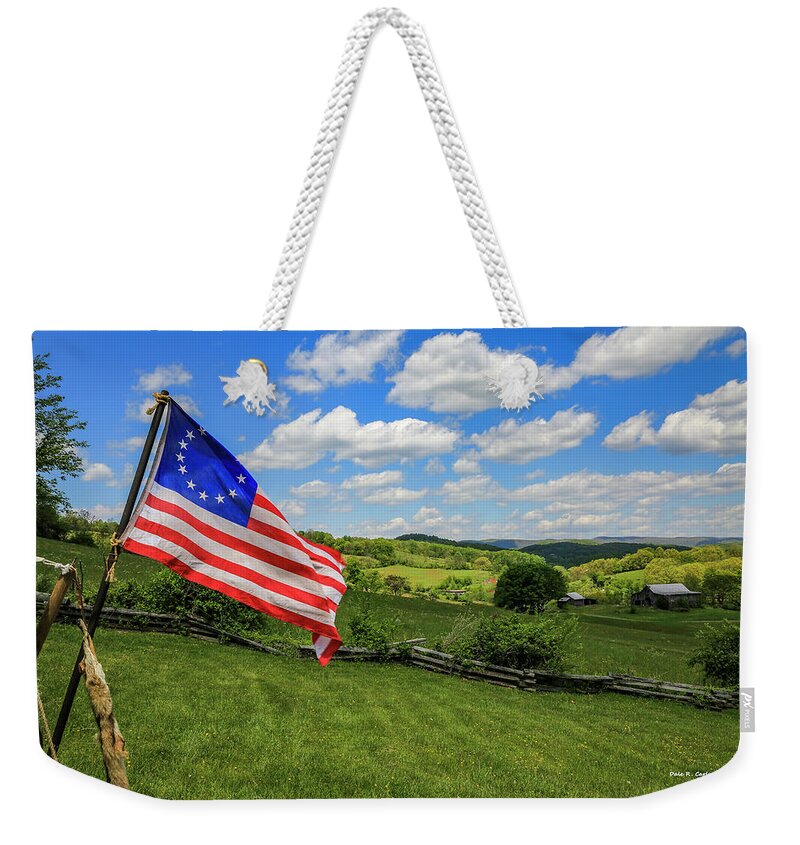 Flag Weekender Tote Bag featuring the photograph Colonial Flag by Dale R Carlson