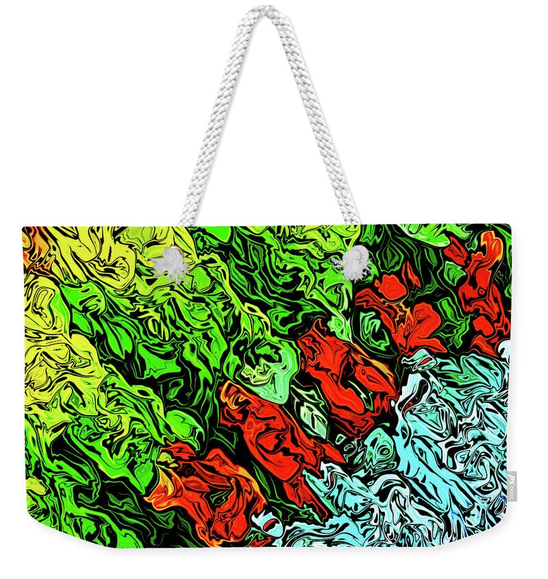 Macro Weekender Tote Bag featuring the digital art Color and Chaos by Phil Perkins