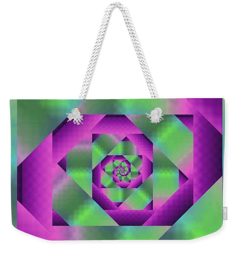 Spiral Weekender Tote Bag featuring the digital art Color Bender Spiral by Rachel Hannah