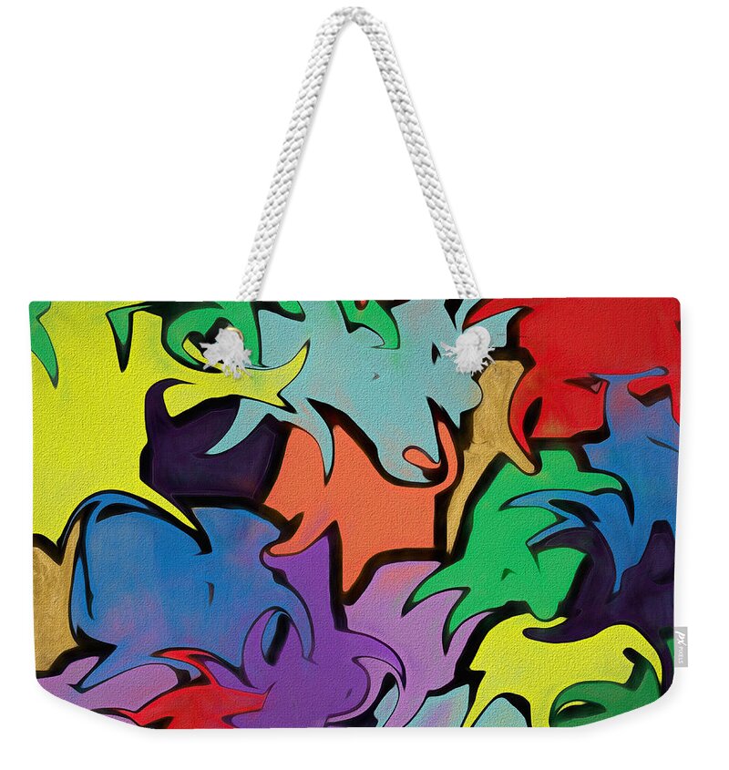 Color Weekender Tote Bag featuring the digital art Color Craze by Alison Frank