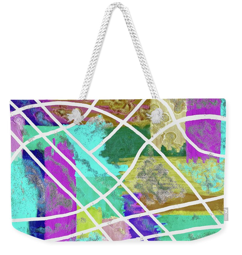 Original Drawing/painting Weekender Tote Bag featuring the drawing Color Madness Invert by Susan Schanerman