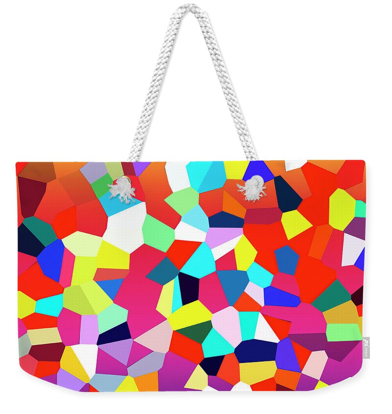 Color Weekender Tote Bag featuring the digital art Color Play Shapes by Kellice Swaggerty