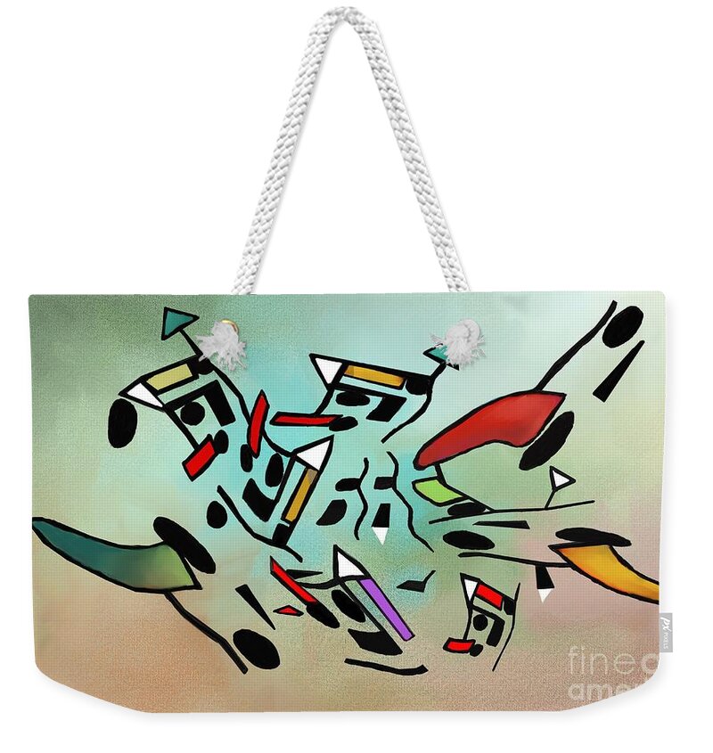 Abstract Geometric Weekender Tote Bag featuring the painting Color Shapes by Ana Borras