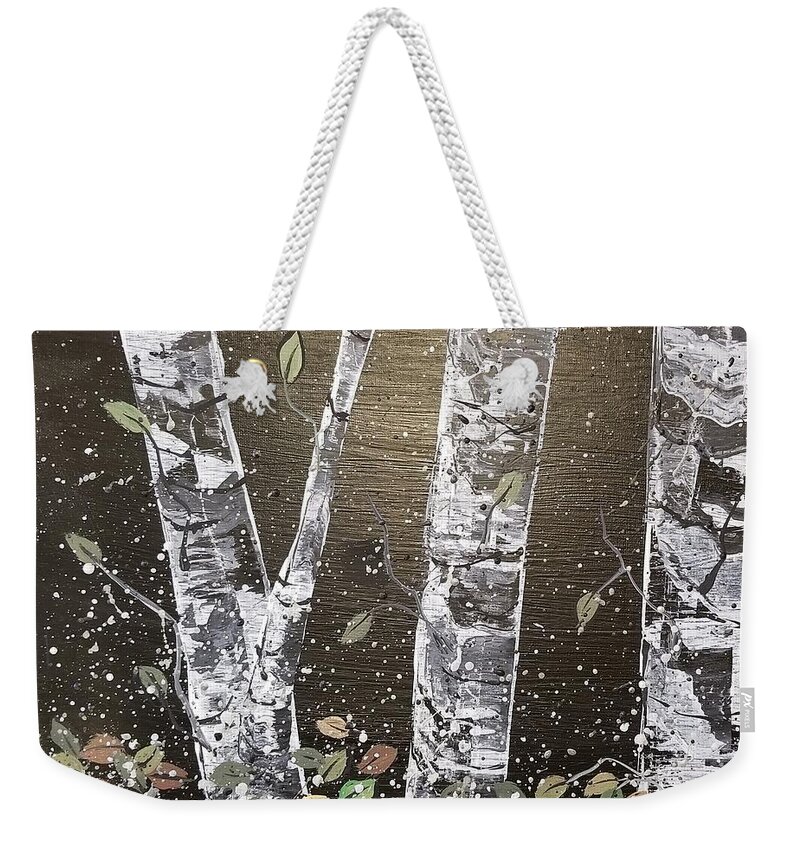 Birches Weekender Tote Bag featuring the painting Colorado Aspens by Elise Boam