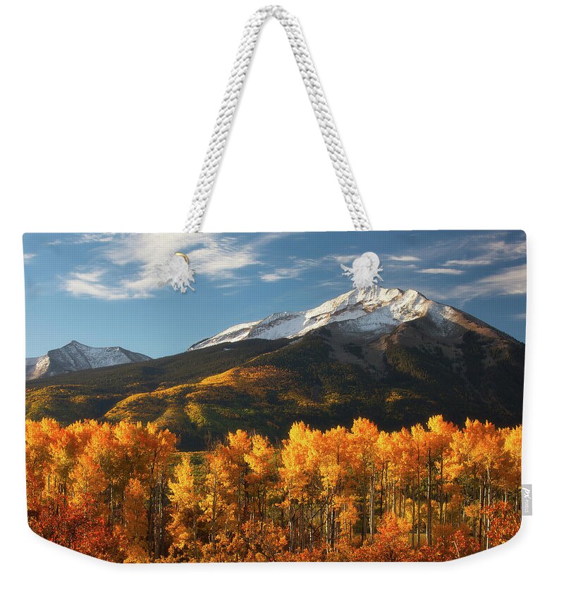 Aspen Weekender Tote Bag featuring the photograph Colorado Gold by Darren White