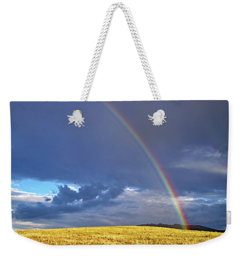Rainbow Weekender Tote Bag featuring the photograph Colorado Rainbow by Bob Falcone