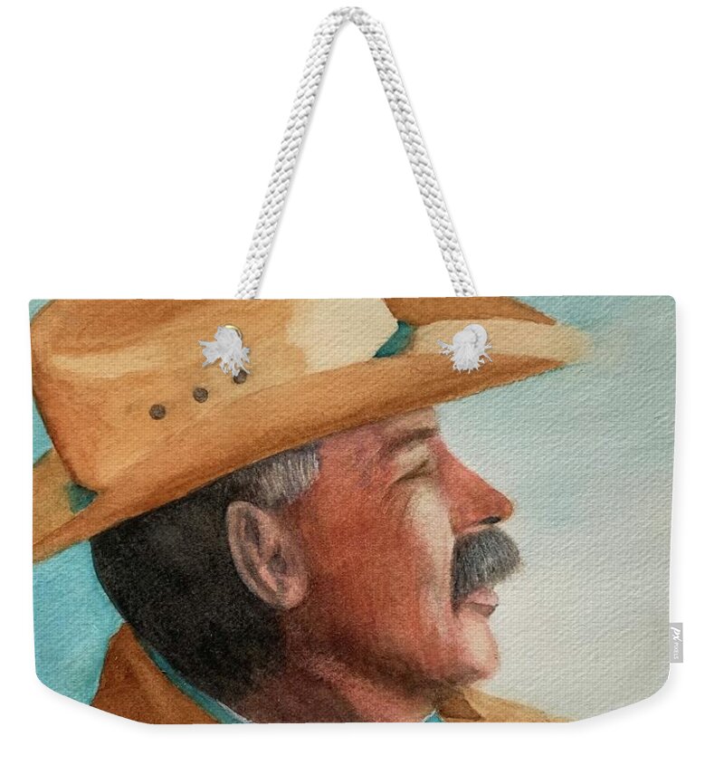 Rancher Weekender Tote Bag featuring the painting Colorado Rancher by Sue Carmony