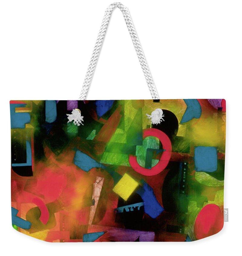 Abstract Weekender Tote Bag featuring the painting colorful abstract art - Jazz Time by Sharon Hudson