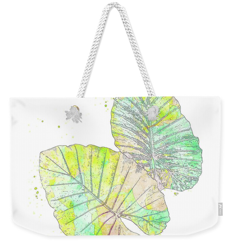 Palm Tree Frond Weekender Tote Bag featuring the mixed media Colorful Abstract Palm Leaf by Pamela Williams