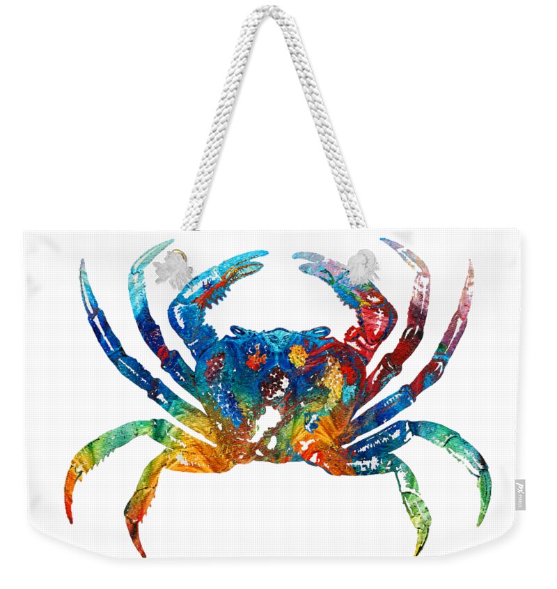 Crab Weekender Tote Bag featuring the painting Colorful Crab Art by Sharon Cummings by Sharon Cummings