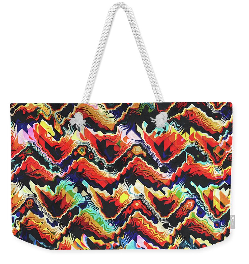 Aztec Weekender Tote Bag featuring the digital art Colorful Geometric Motif by Phil Perkins