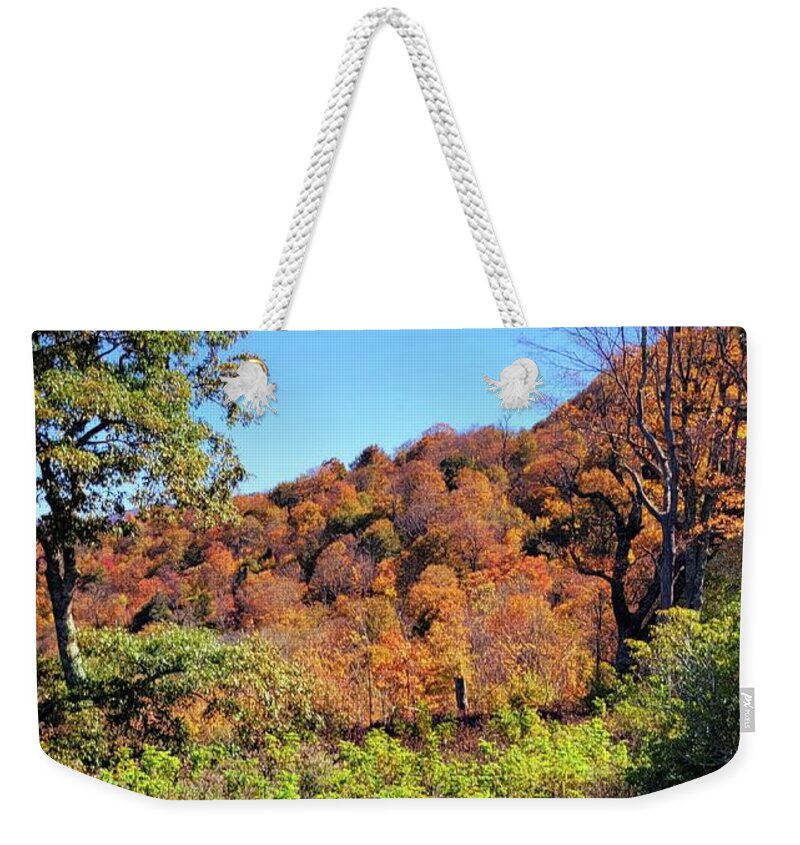 Appalachia Weekender Tote Bag featuring the photograph Colorful Hills by Ally White