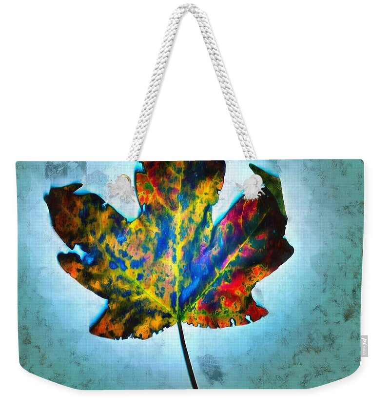 Leaf Weekender Tote Bag featuring the mixed media Colorful Leaf by Christopher Reed