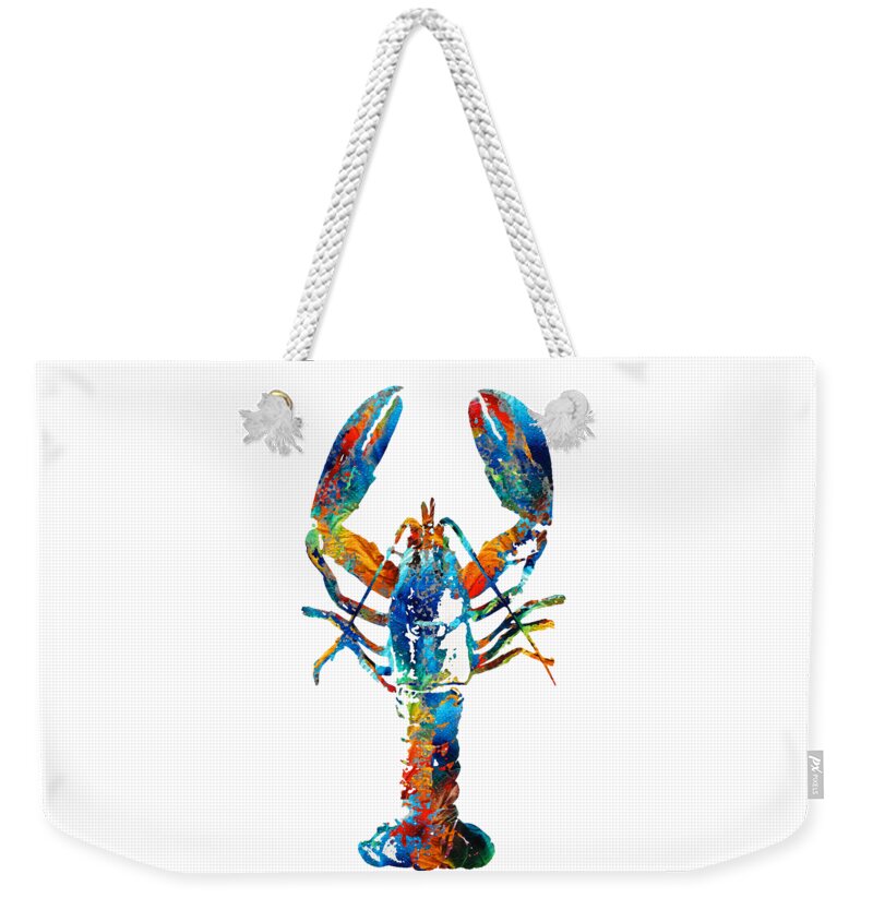 Lobster Weekender Tote Bag featuring the painting Colorful Lobster Art by Sharon Cummings by Sharon Cummings