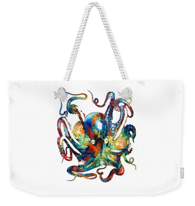 Octopus Weekender Tote Bag featuring the painting Colorful Octopus Art by Sharon Cummings by Sharon Cummings