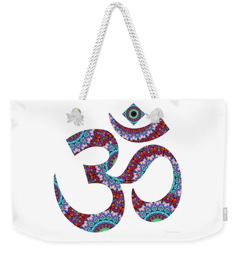 Om Symbol Weekender Tote Bag featuring the painting Colorful Om 11 - Red and Blue Art - Sharon Cummings by Sharon Cummings