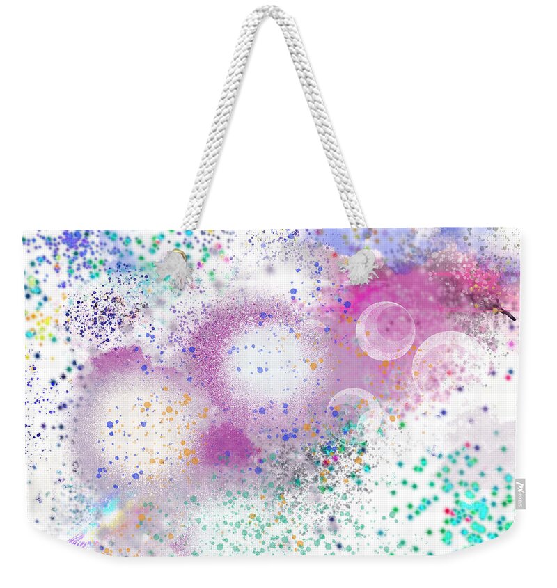Abstract Expressionism Weekender Tote Bag featuring the digital art Colorful Smoke Signals #1 by Zotshee Zotshee