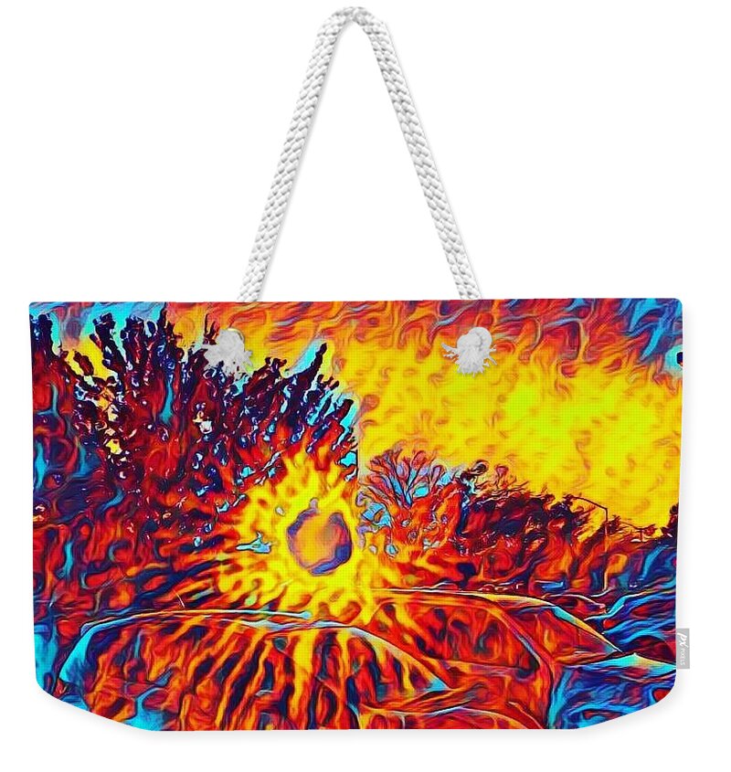 Sunset Weekender Tote Bag featuring the photograph Colorful sun by Steven Wills