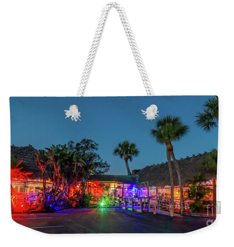 Restaurant Weekender Tote Bag featuring the photograph Colorful Waterfront Restaurant by Tom Claud