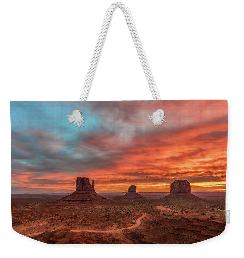 America Weekender Tote Bag featuring the photograph Colors in Monument by Jon Glaser