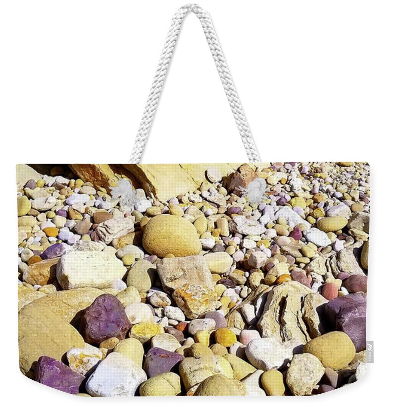 Rocks Weekender Tote Bag featuring the photograph Coloured Rocks by John Bartosik