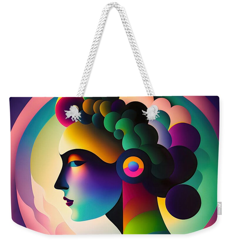 Portrait Weekender Tote Bag featuring the digital art Colourful Abstract Portrait - 14 by Philip Preston
