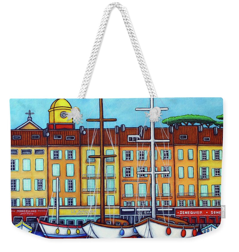 Saint-tropez Weekender Tote Bag featuring the painting Colours of Saint-Tropez by Lisa Lorenz