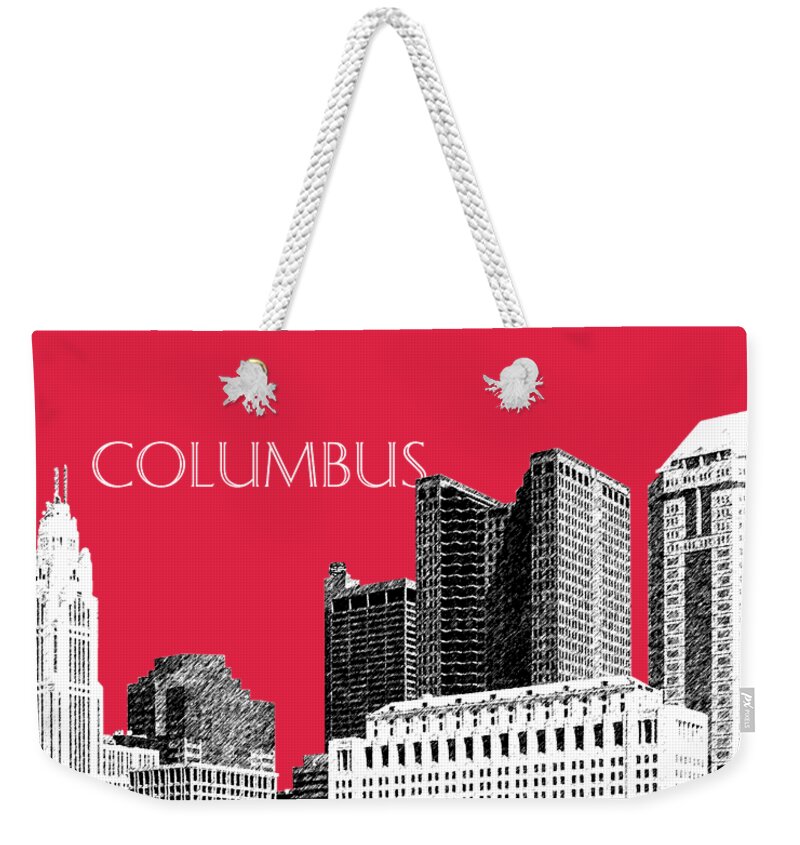 Architecture Weekender Tote Bag featuring the digital art Columbus Skyline - Red by DB Artist