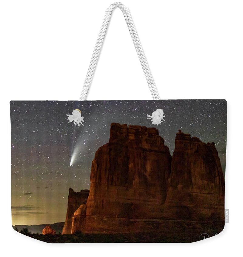 Moab Utah Night Comet Neowise Desert Colorado Plateau Weekender Tote Bag featuring the photograph Comet NEOWISE and The Big Dipper by Dan Norris