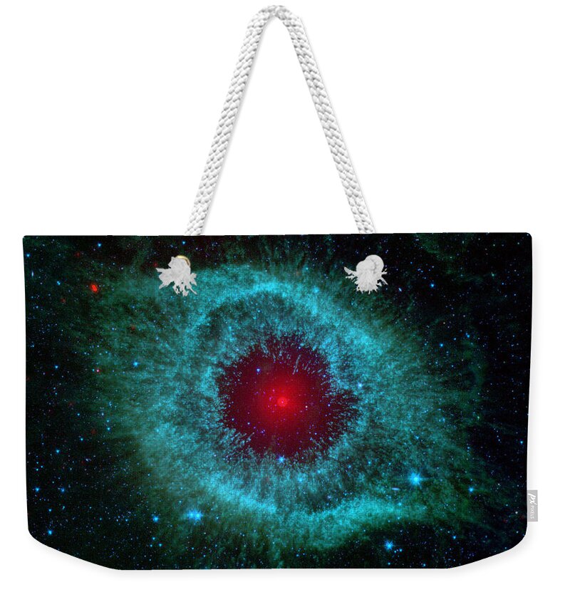 Helix Nebula Weekender Tote Bag featuring the painting Comets Kick up Dust in Helix Nebula Space Galaxy by Tony Rubino