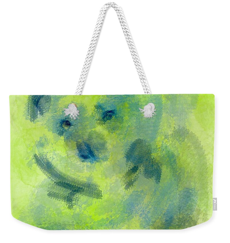 Abstract Weekender Tote Bag featuring the digital art Comfort Bear by Sherry Killam